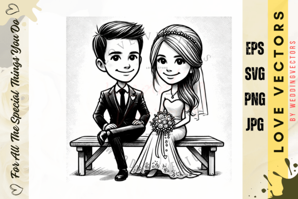 C4974: Wedding Couple & Love Vectors for Elegant Designs