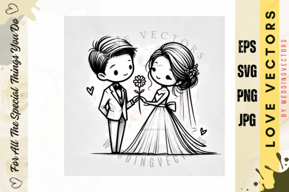 C505: Minimalist Vectors Capturing Wedding Romance