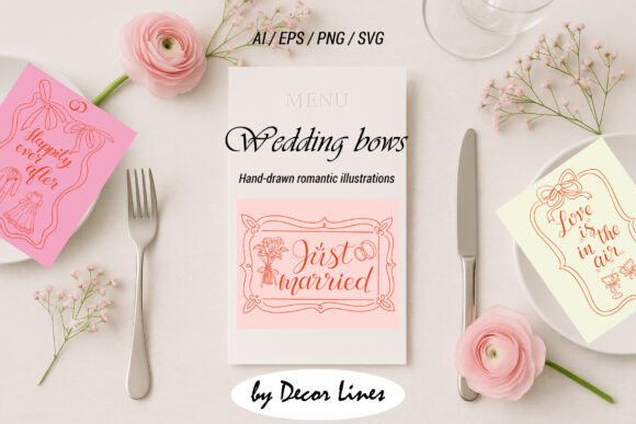 Celebrate Love: The Charm of Hand-Drawn Wedding Bows Cards