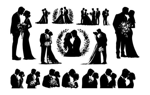 Elegant Wedding Silhouettes for Timeless Design Projects