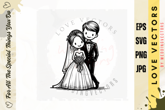 Wedding Couple and Love Vectors - C4977: A Touch of Soft Elegance