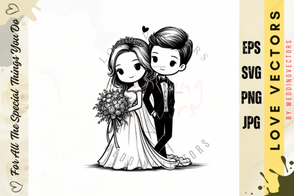 Wedding Couple and Love Vectors - C4987: Elegant Design Elements